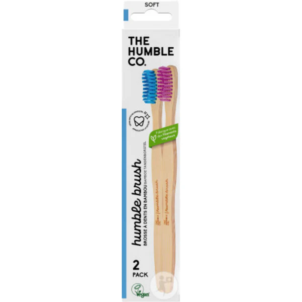 The Humble Co. Brosse à Dents Bambou - Souple - Noir & Blanc 2 brosses à dents