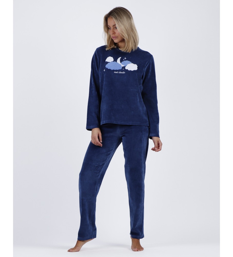 Pijama de veludo Admas Noites Nubladas Azul Marinho