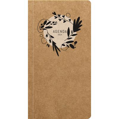 Agenda Kraft fleurs - 1 semaine sur 2 pages - 9 x 17 cm - Bouchut