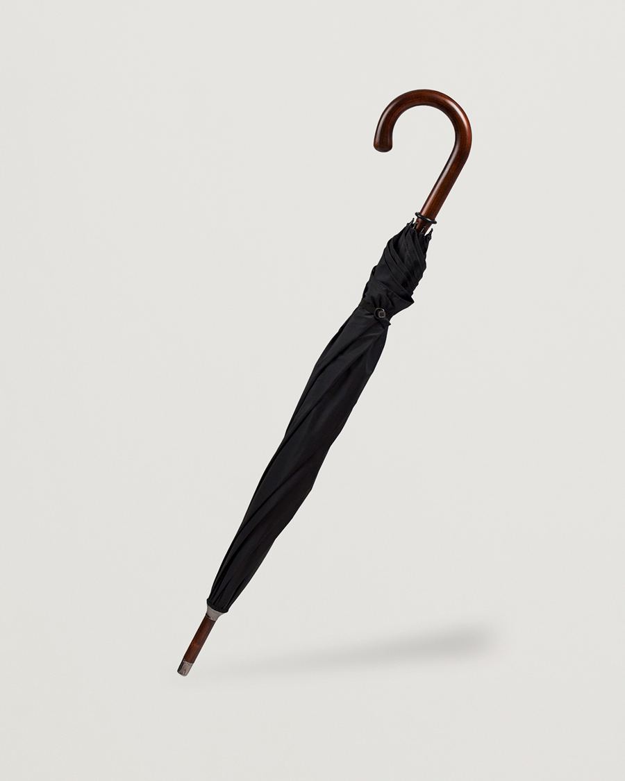 Fox Umbrellas Polished Cherrywood Solid Umbrella Black