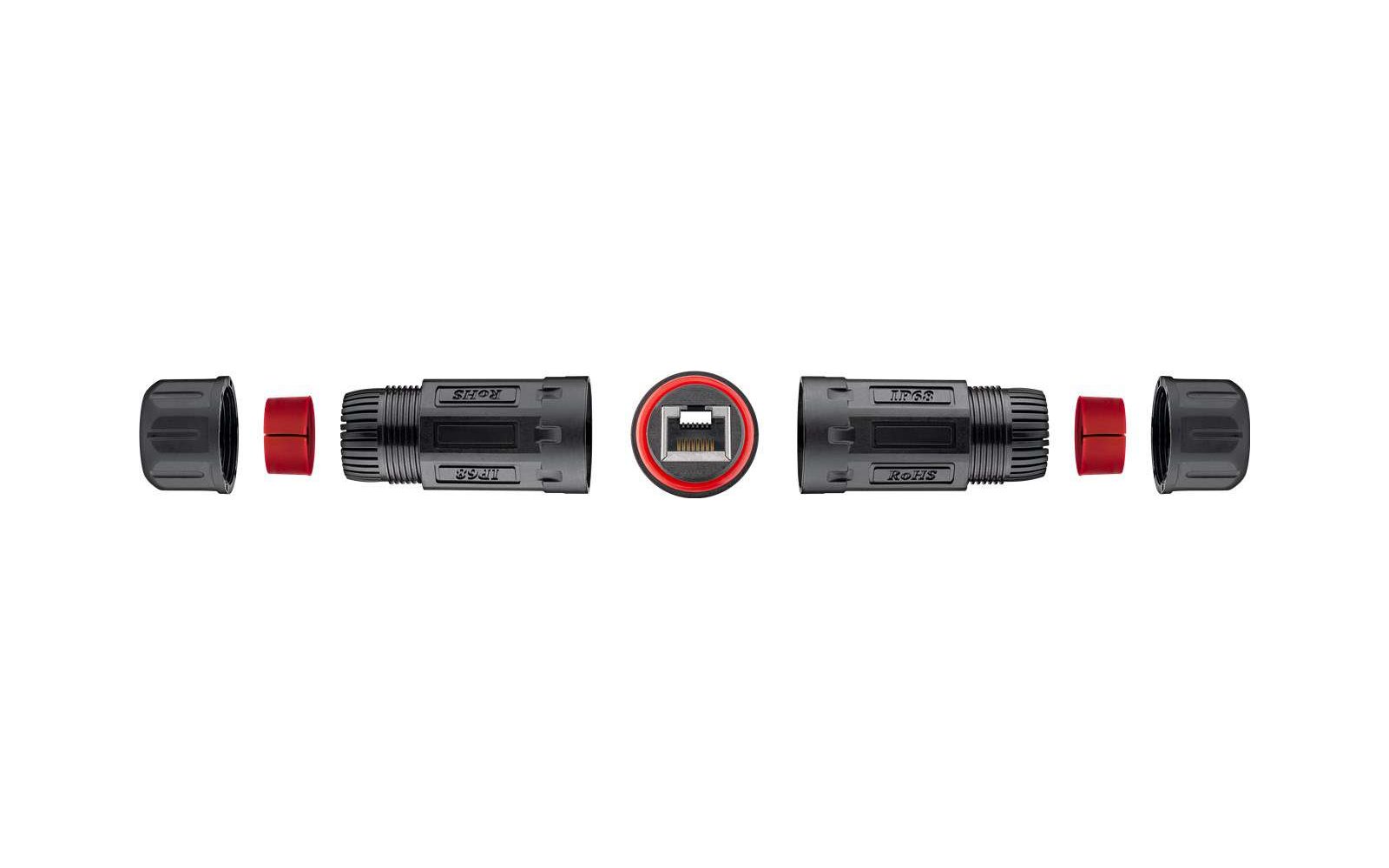 Goobay NET INLINE COUPLER CAT 6 STP, 2x RJ45 OUTDOOR IP68 Patchkabelkupplung Netzwerkkabel Verbinder