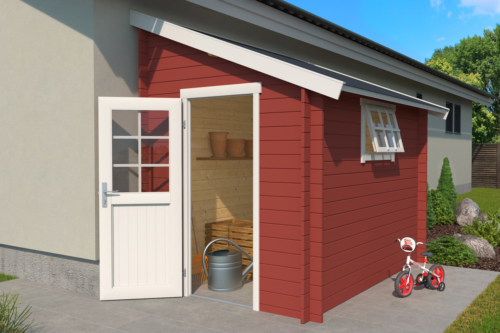 Gartenhaus JURA 2 - schwedenrot - Fichte massiv - 180x275 cm