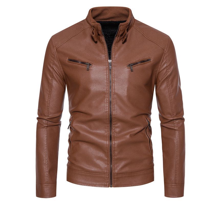 Dandyluxe - Kunstleren jack met rits en opstaande kraag