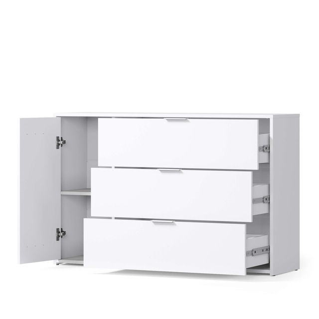 Home affaire Kommode »Kommode Calera mit Drehtür, 3 Schubladen und MDF-Lamellen« Kommode B/H/T 125/79,8/35 cm