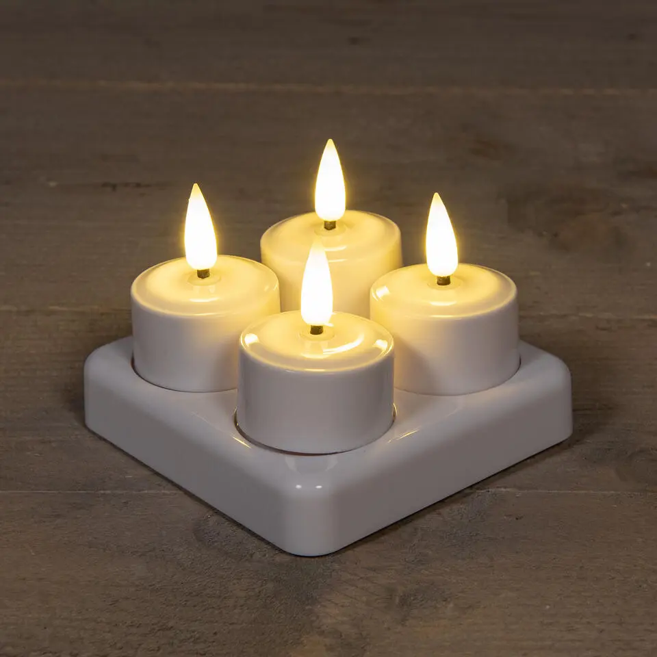 Anna's Collection LED waxinelichtjes - 4x -wit - oplaadbaar