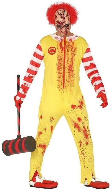 Horror clown Ronald verkleed kostuum voor heren - maat L - Carnavalskleding - Halloween 52/54
