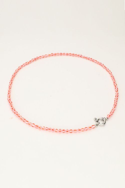 Island roze kralen ketting met slotje