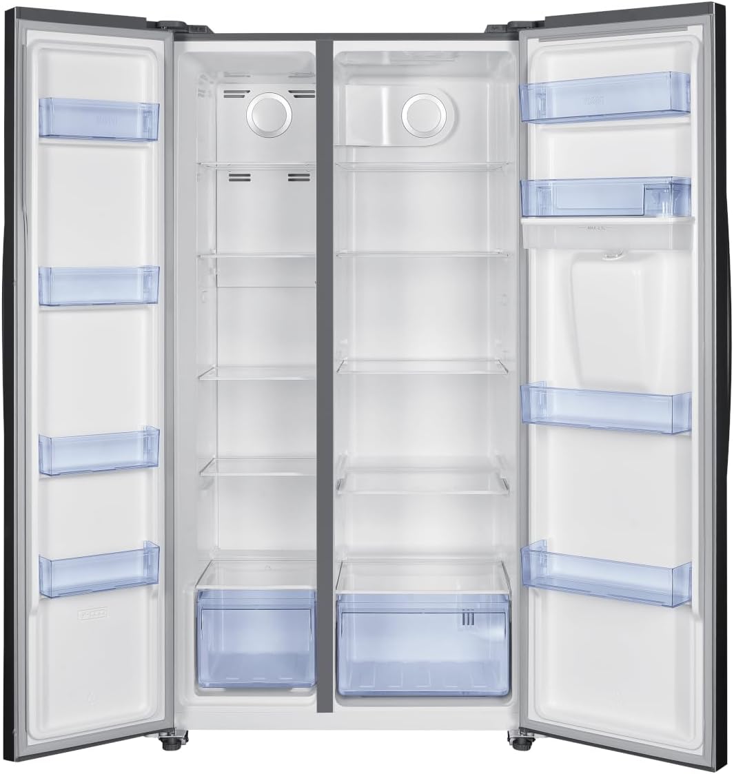 PKM Side by Side KS6.12D | Inbox Design | 288 Liter Kühlen | 151 Liter Gefrieren | Energieeffizienzklasse D |Display & Touch Control | Wasserspender |ECO-Modus |229 kWh | Freistehend