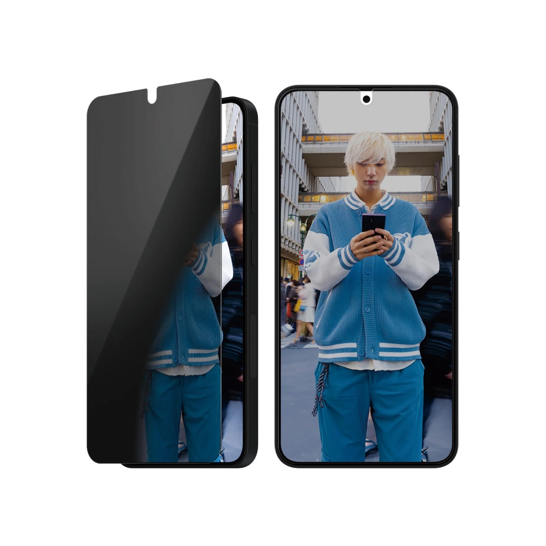 Samsung Galaxy S25 Antibakterielle Ultra Wide Fit Privacy Panzer Glas Displayschutz mit Montagerahmen Recycled (PGRPUWFG38388)