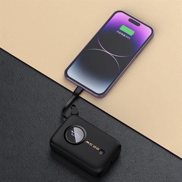 Powerbank 10000mAh med USB-C og Lightning-kabel