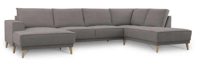GOODproduct Wohnlandschaft »Oland Skandi, weicher Chenille-Stoff« U-Form, 345 cm, Wellenunterfederung, Skandi-Design, Massivholzfüsse
