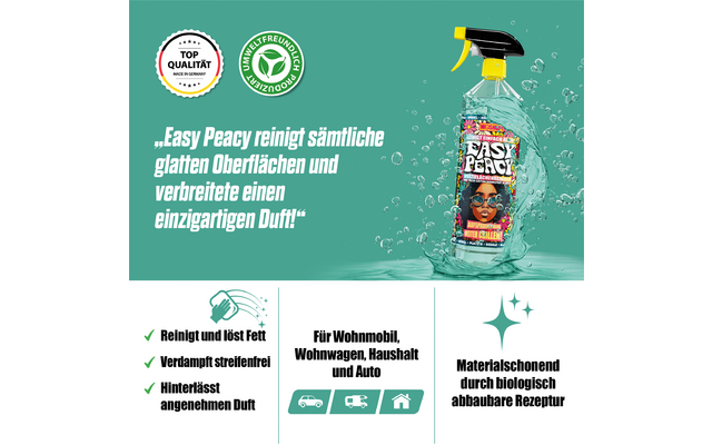 WOSHUP! Easy Peacy Oberflächenreiniger für Wohnmobil, Wohnwagen, Haushalt und Auto 1 Liter