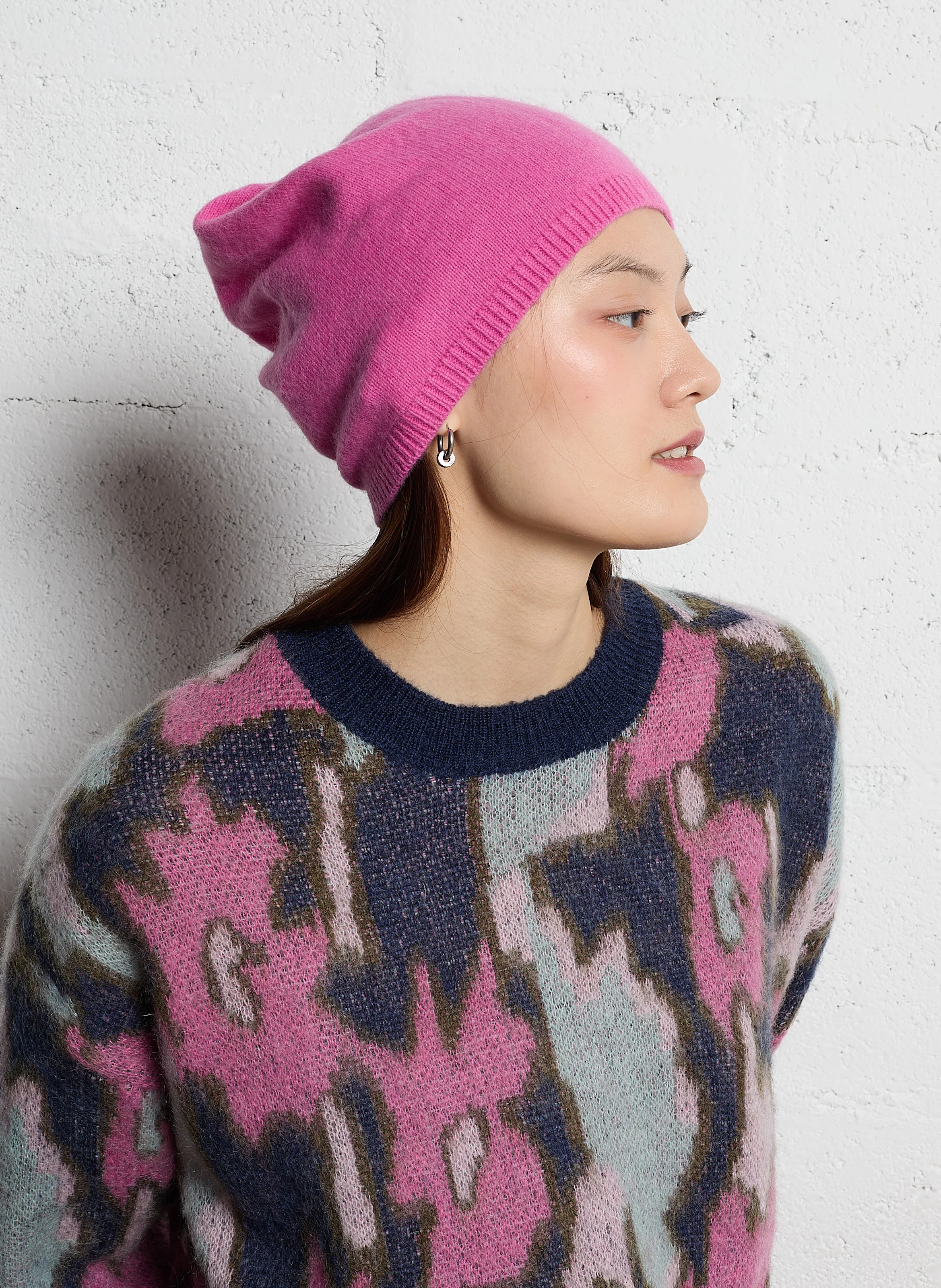 Bonnet en laine mélangée | Rose