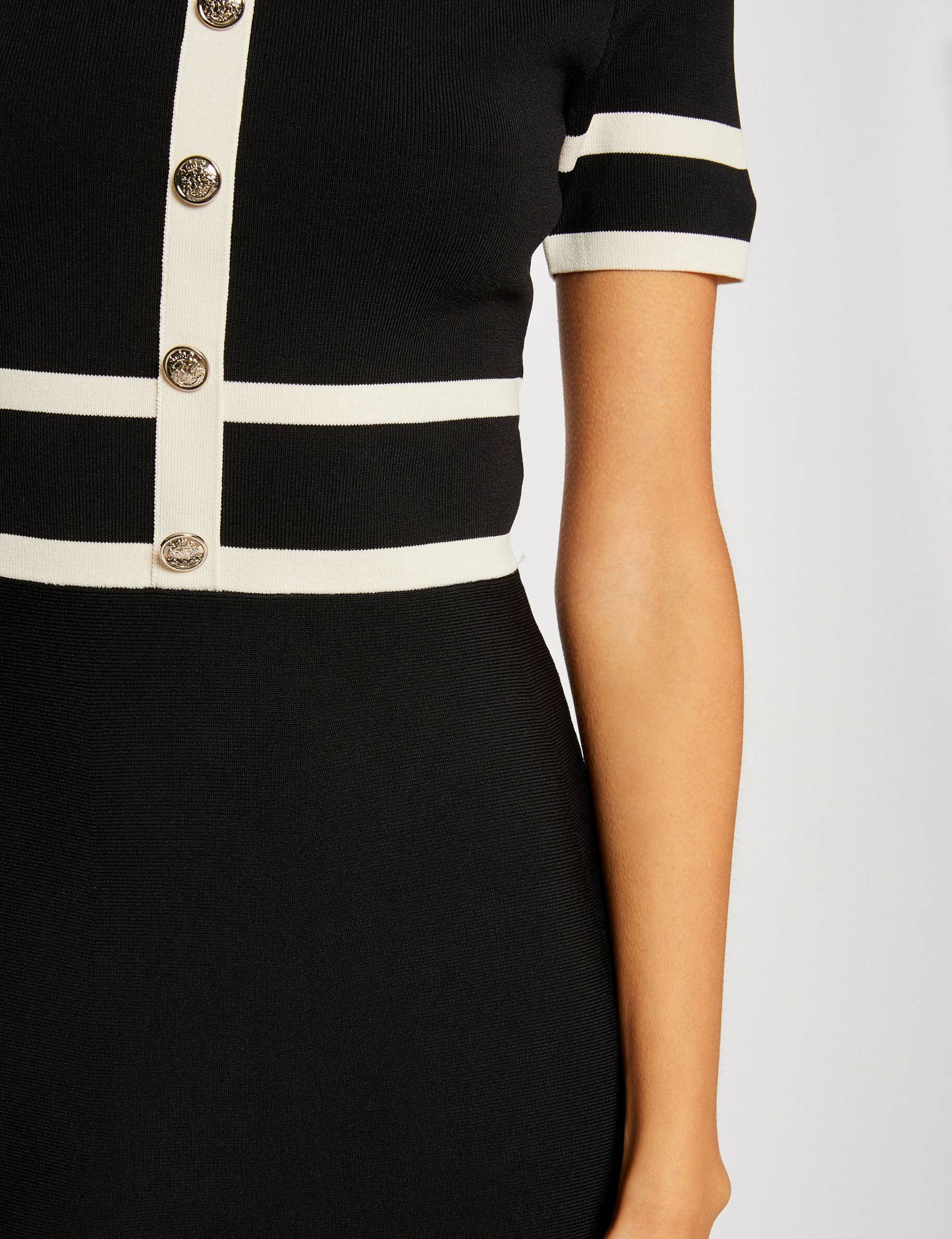 Robe pull droite manches courtes noir femme - noir