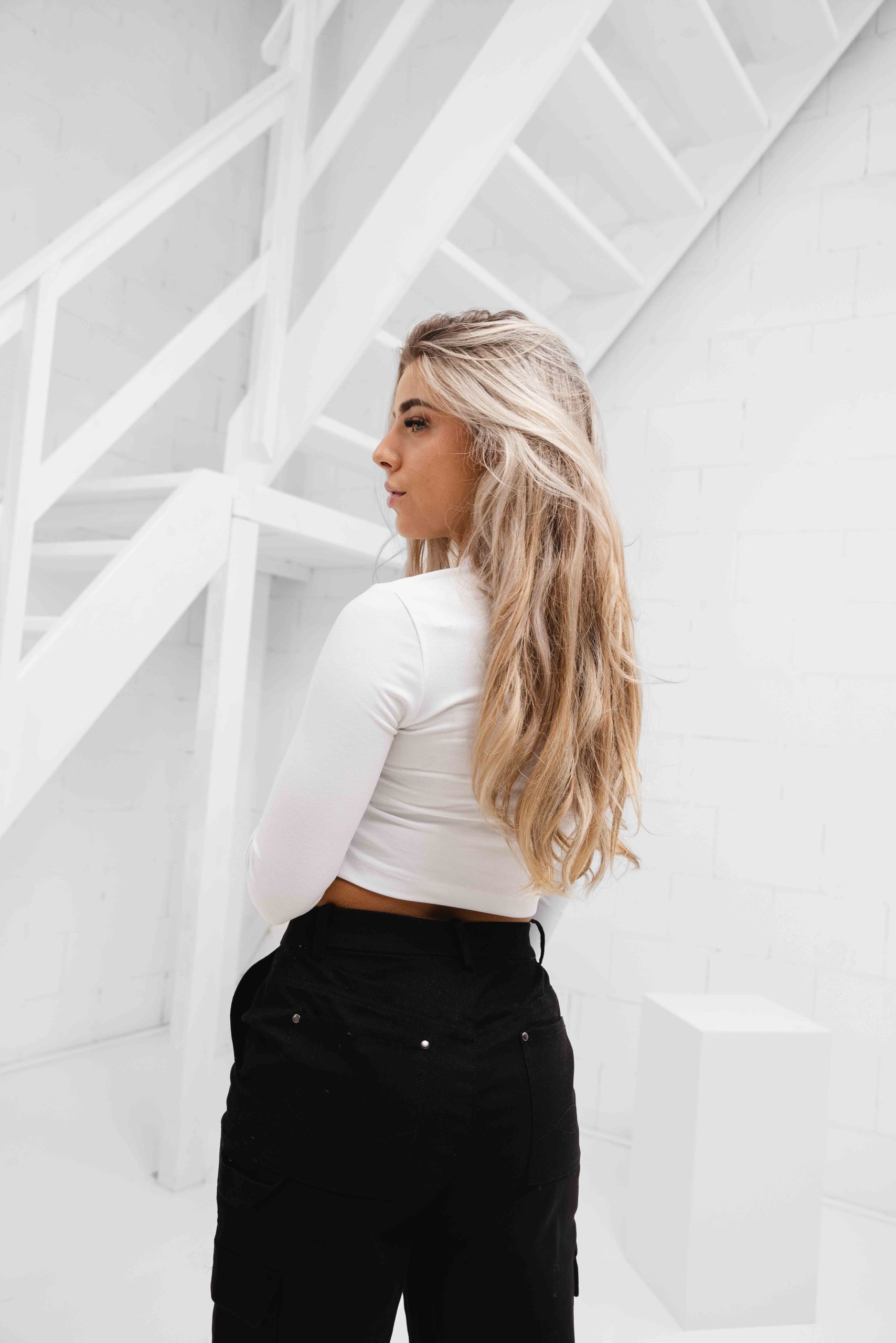 Malelions Lange Mouwen Crop Top Dames Wit