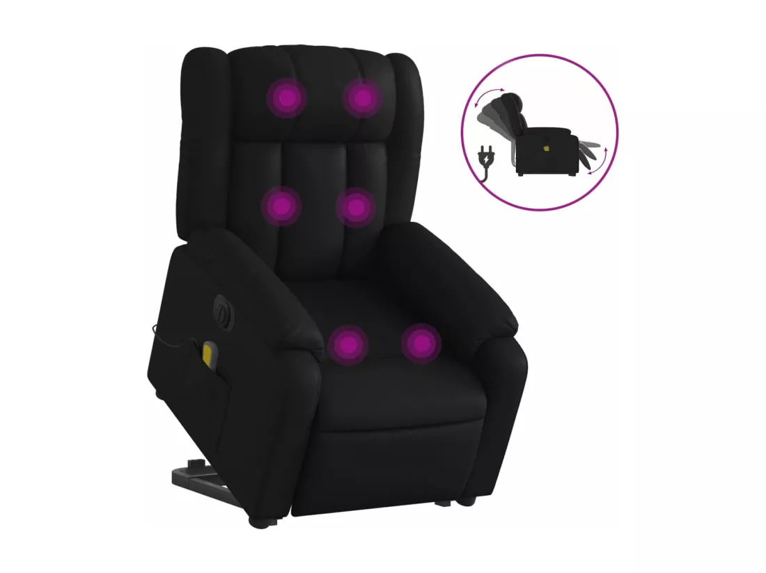 Fauteuil inclinable massant électrique noir similicuir