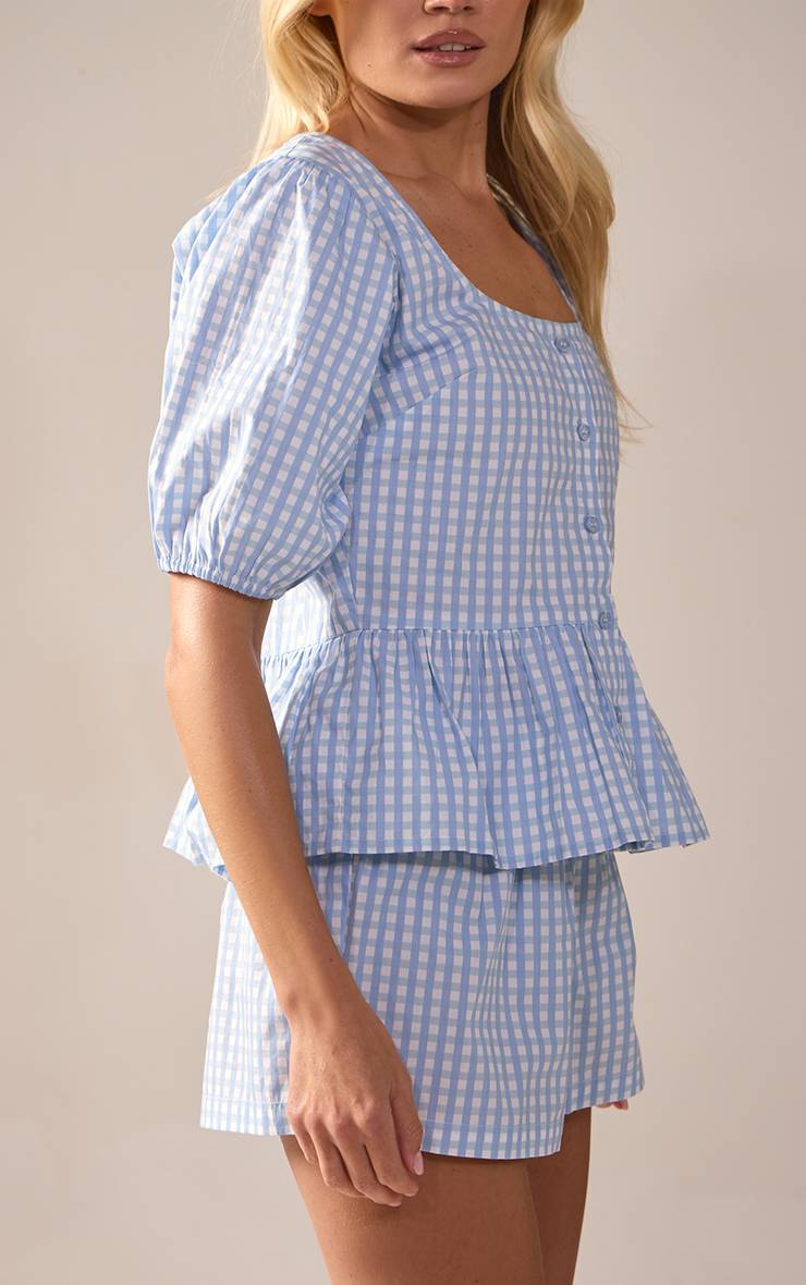 Bleu Ensemble Short En Coton Vichy