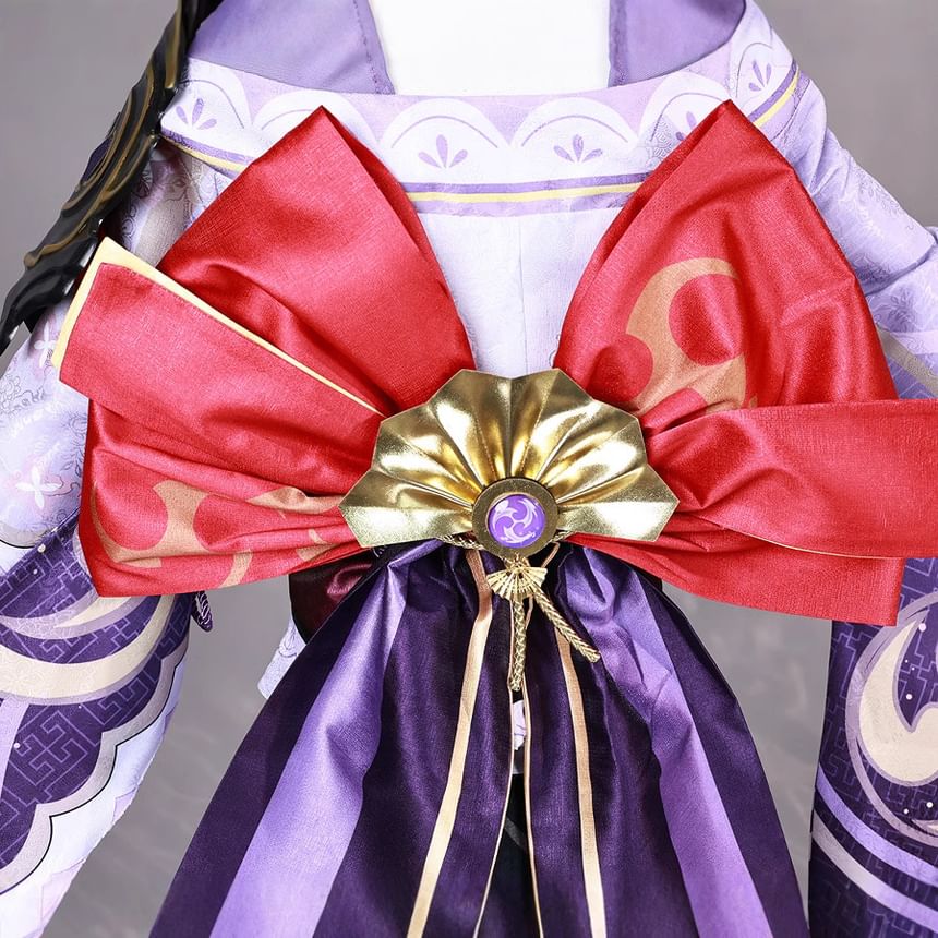 Custaplayu - Genshin Impact Raiden Shogun Cosplay Kostuumset / Pruik / Schoenen