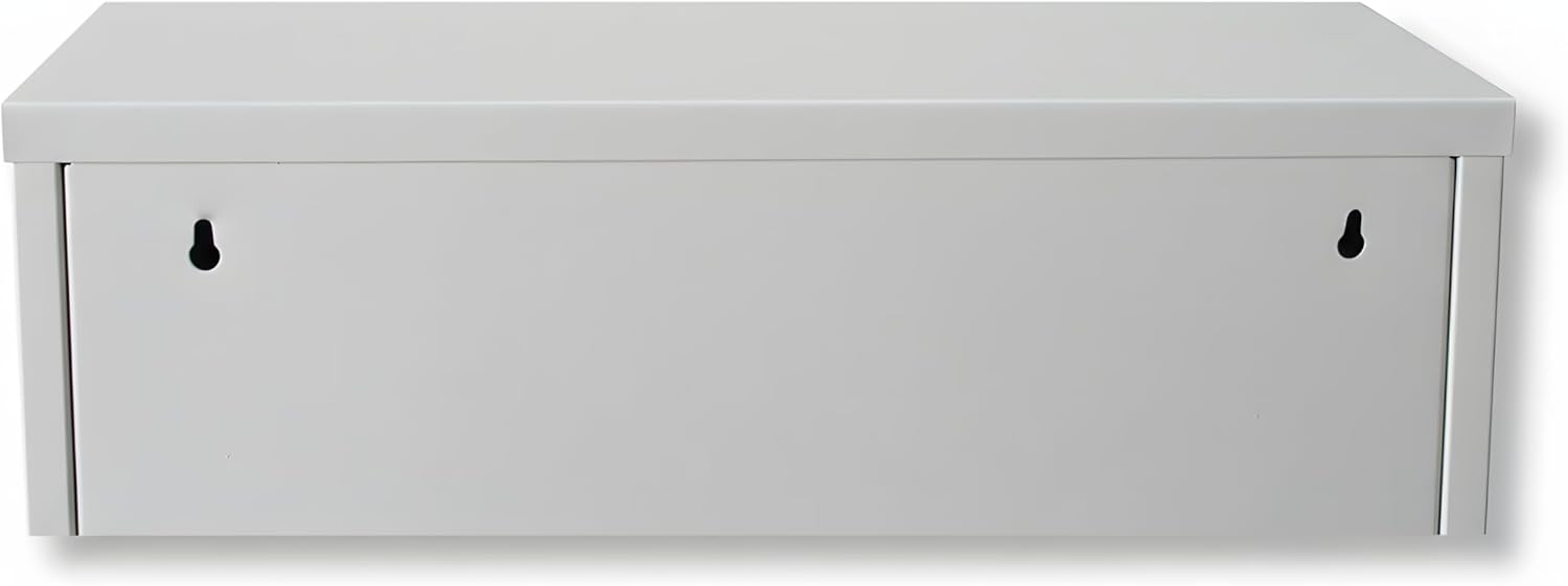 Dynamic24 ebuy24 Pisa mit 9 Klappen/Türen in Metall Weiss. Fertig montiert geliefert. – Schuhschrank – B152 x H106 x T16 cm – Farbe Weiß – Klappbar/faltbar – modern – für Flur & Eingangsbereich