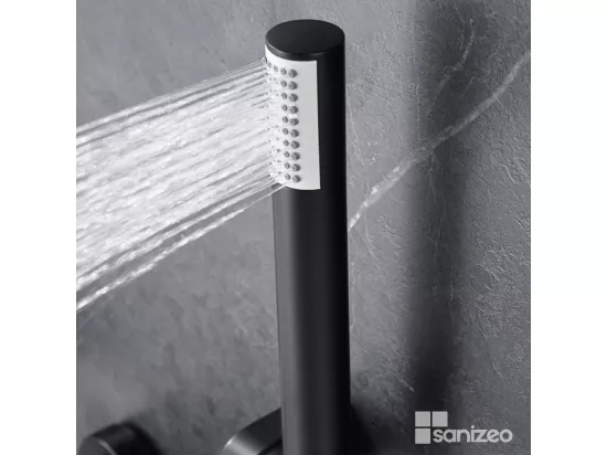 Mitigeur de Baignoire et Douche Thermostatique anti-calcaire Noir Mat IMEX GENOVA BDG053-4NG