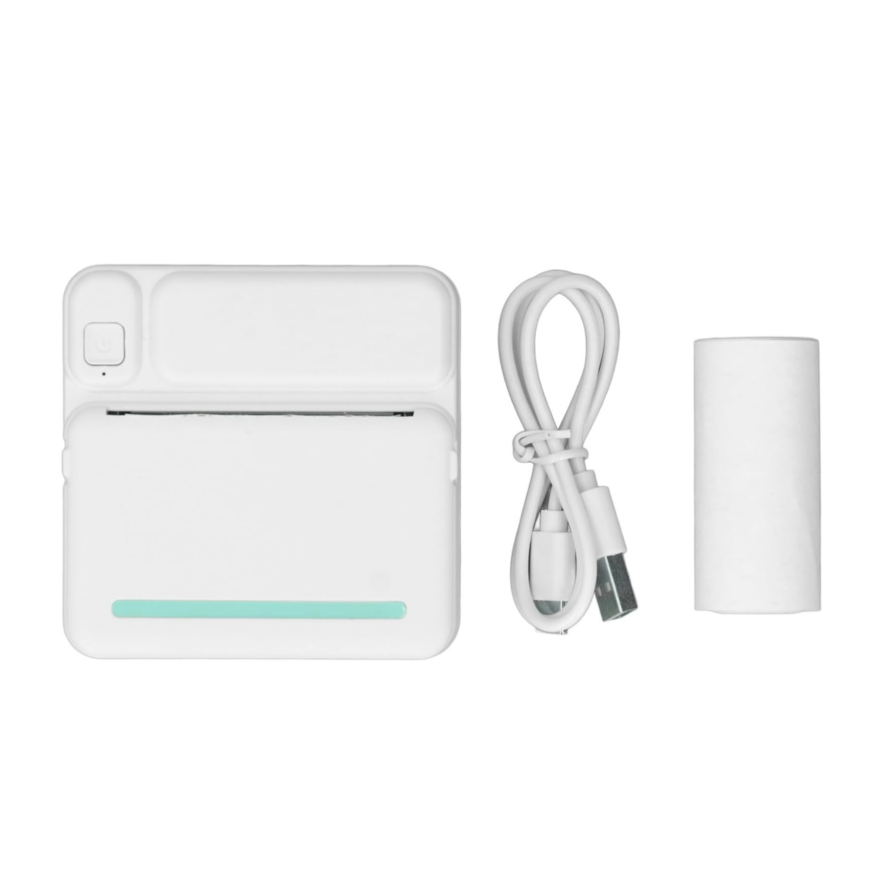 Mini Foto Thermodrucker Tragbarer Mobiler Bluetooth Printer Taschendrucker inkl. Thermopapier (iOS/Android) - Weiss / Türkis