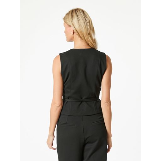 Neo Noir Samara Twill Wrap Vest, Black, 40