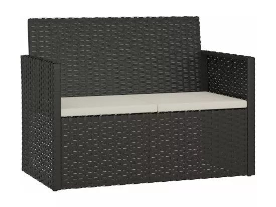 Mobilier d'extérieur 4 pcs avec coussins Résine tressée Noir