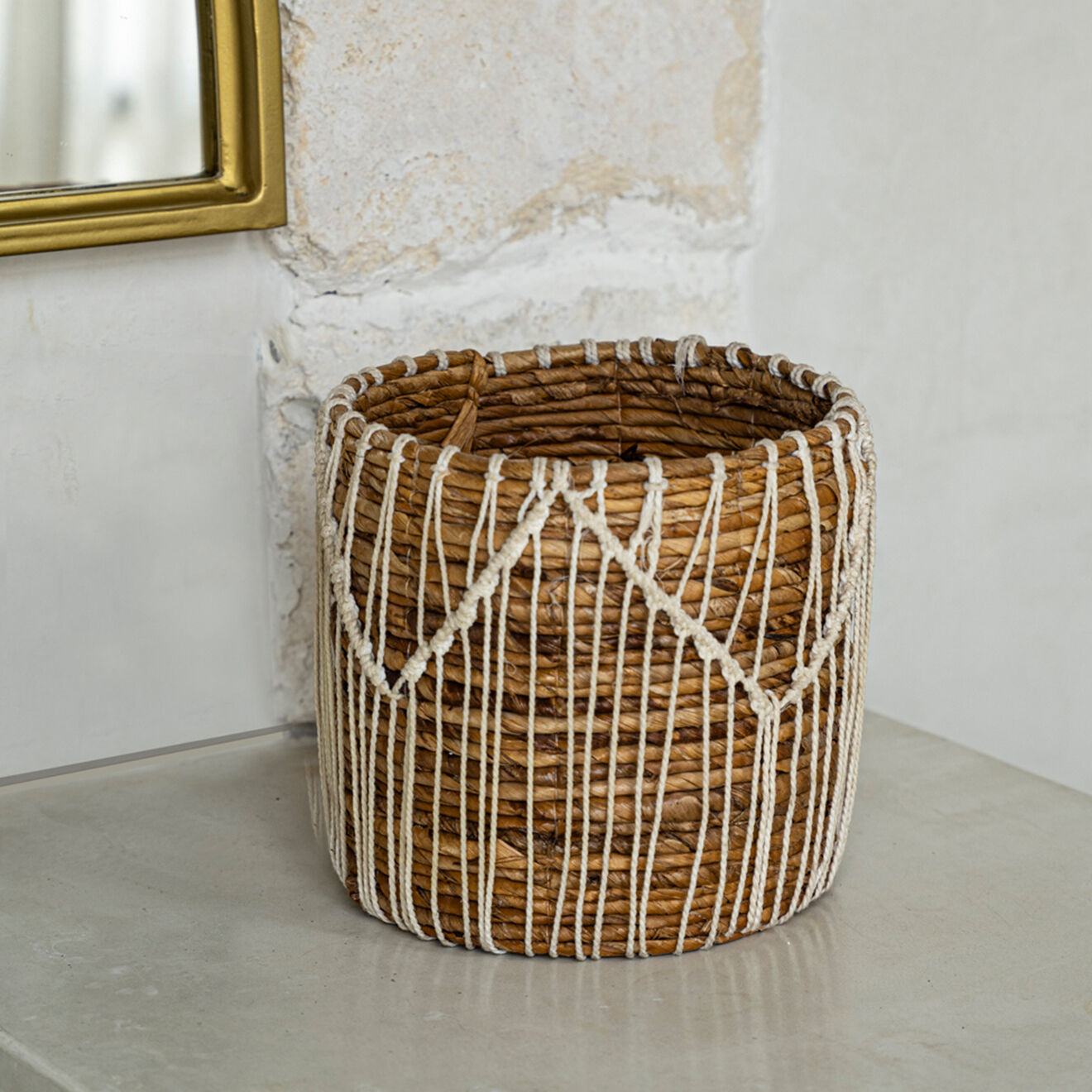Bazar Bizar Panier Macra-mazing Basket  marron/blanc - D.17xH.19 cm
