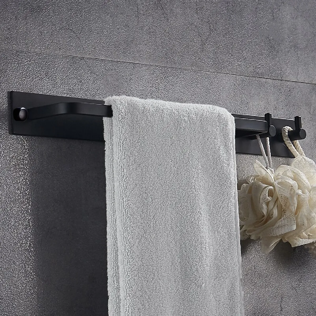Porte-serviette mural aluminium Universal - Noir