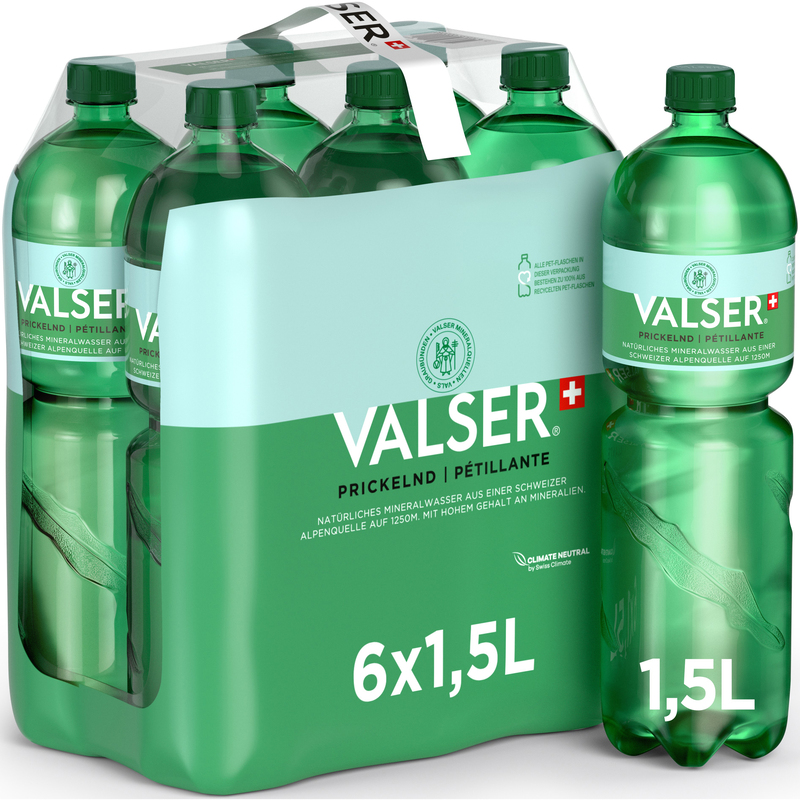 Valser Wasser Classic mit Kohlensäure, 150 cl, 6 Stück