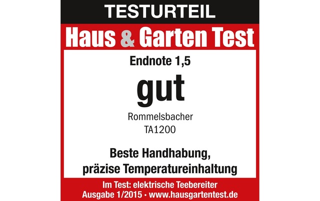 Rommelsbacher Wasser-/Teekocher »»TA 1200 Schwarz«« 1200 W Lieferung mit passendem CH-Fixadapter