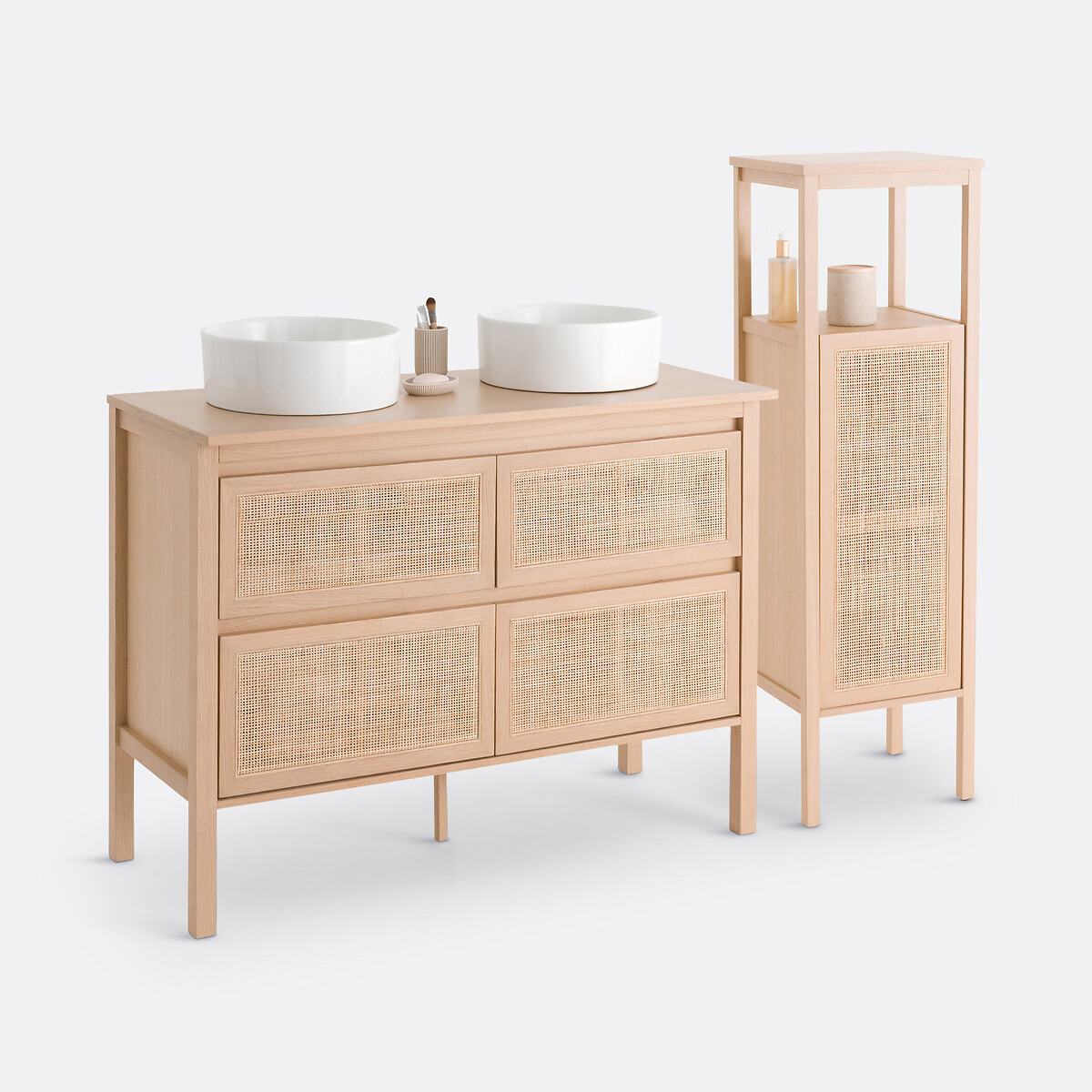 LA REDOUTE INTERIEURS<br>Móvel de lavatório com 4 gavetas em madeira de rattan L120cm, Lumpa