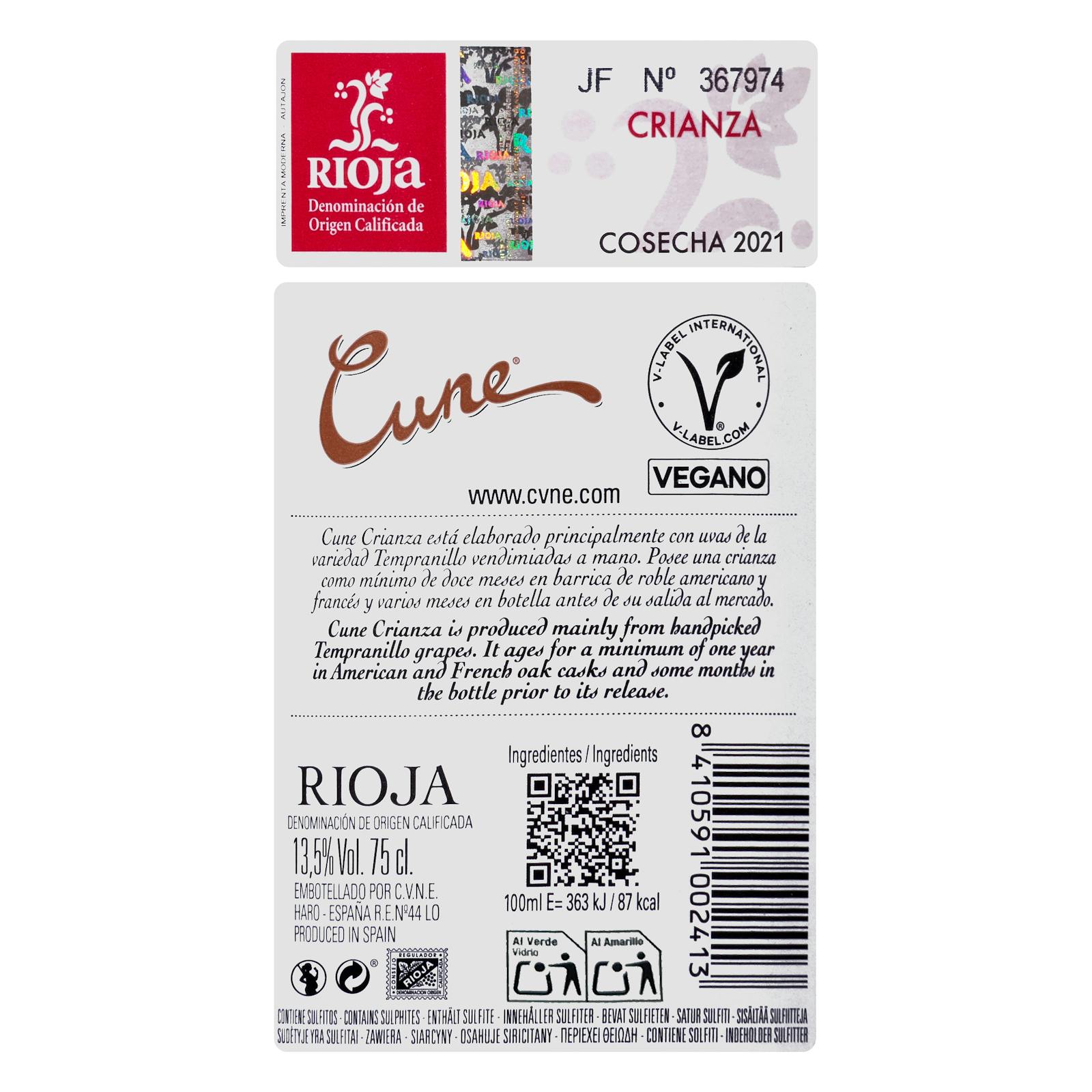 Vin rouge DO Rioja Cune Crianza