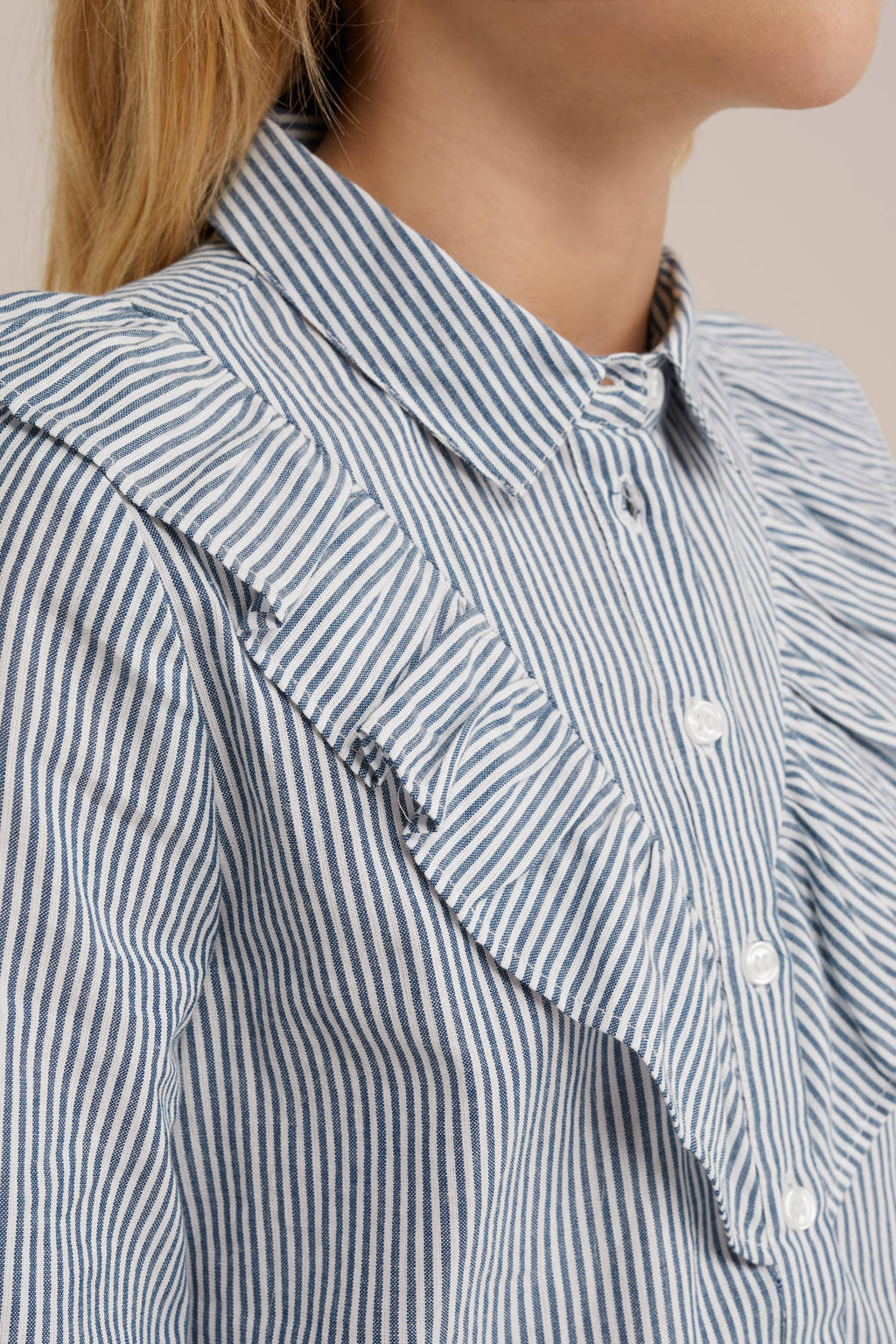 WE Fashion gestreepte blouse wit/blauw