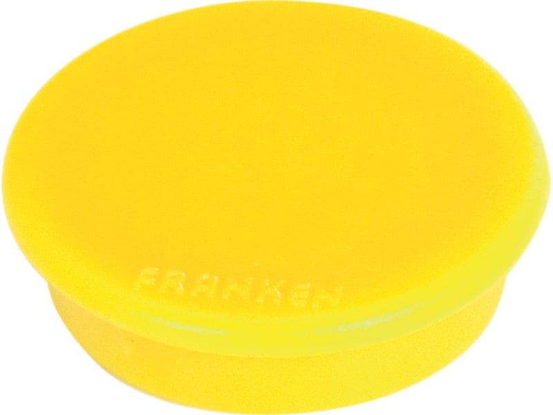 Franken Haftmagnet Ø 24 mm, 10 Stück, Gelb Signalmagnete für die Anwendung auf Plantafeln und zur Anbringung von Notizen
