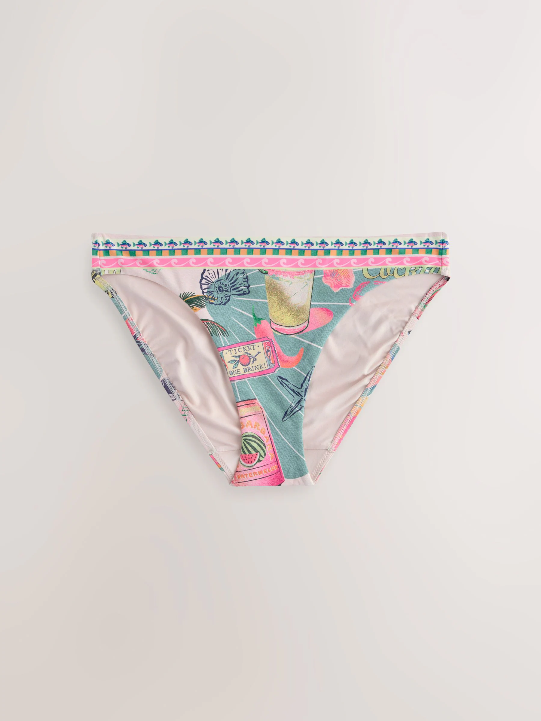 Groen/roze Conversatie - Bikini broekje met print