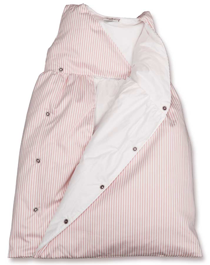 Daunen-Schlafsack in rosa/weiß gestreift