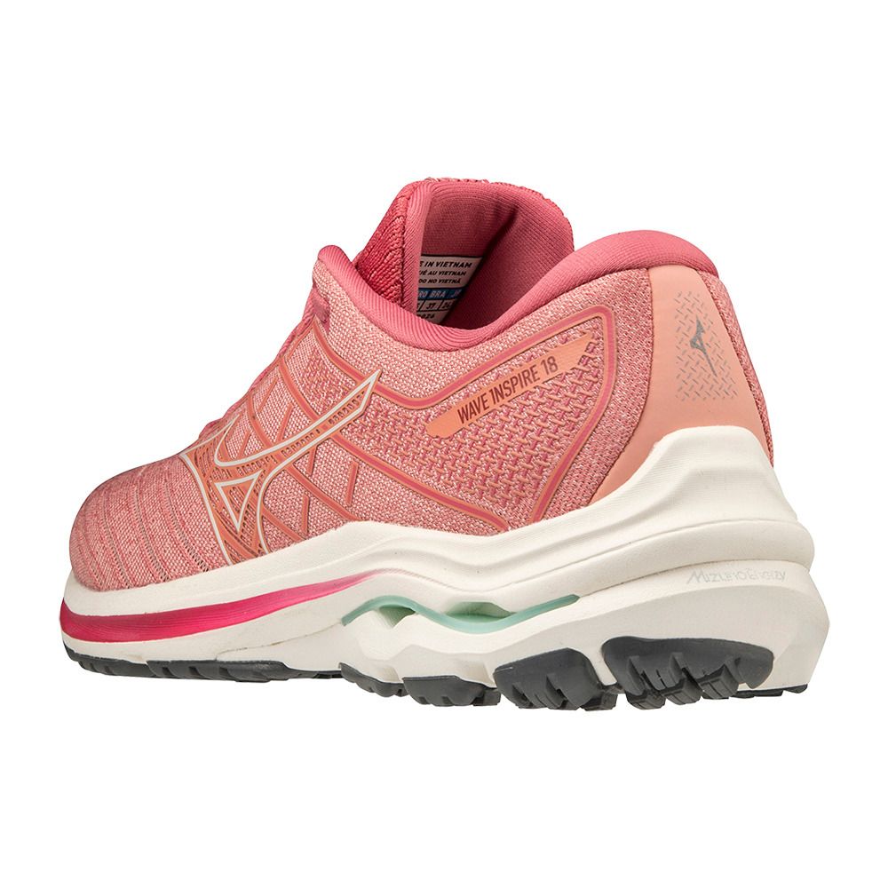 Mizuno WAVE INSPIRE 18 - Chaussures running Femme rosette/snoww/garnetr