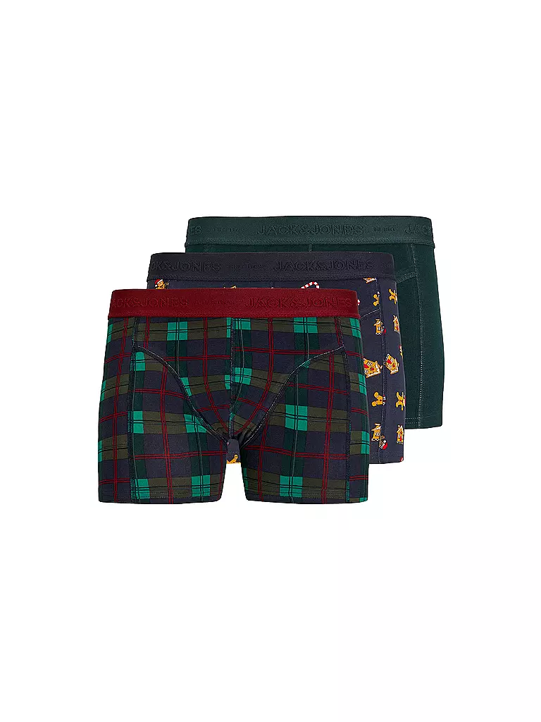 JACK & JONES Boxershorts JACXMAS 3er Pkg. scarab/rhubarb inkwell dunkelrot