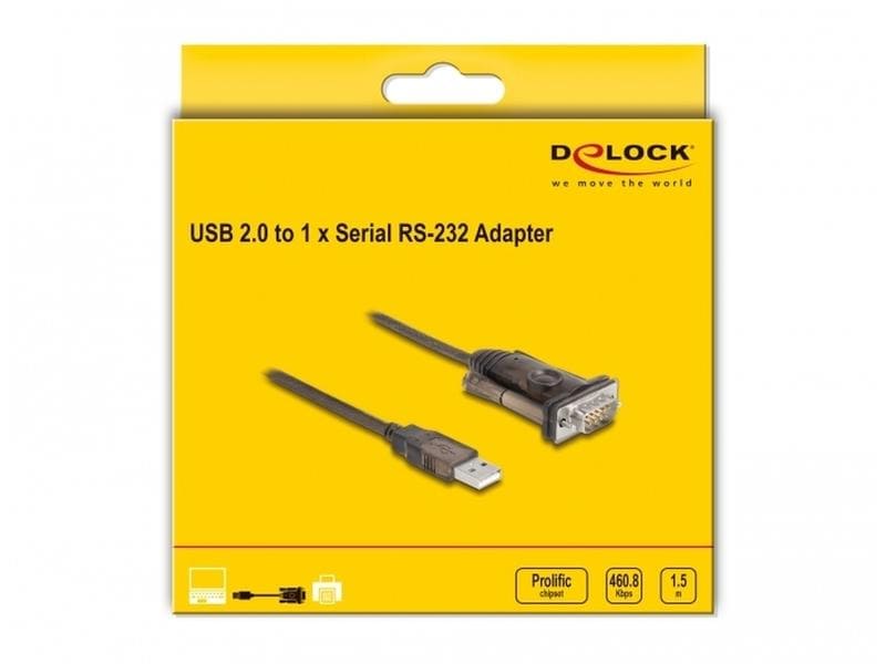 Delock Serial-Adapter 62646 USB Typ-A  zu RS-232 mit Schrau USB Typ-A  zu Seriell RS-232