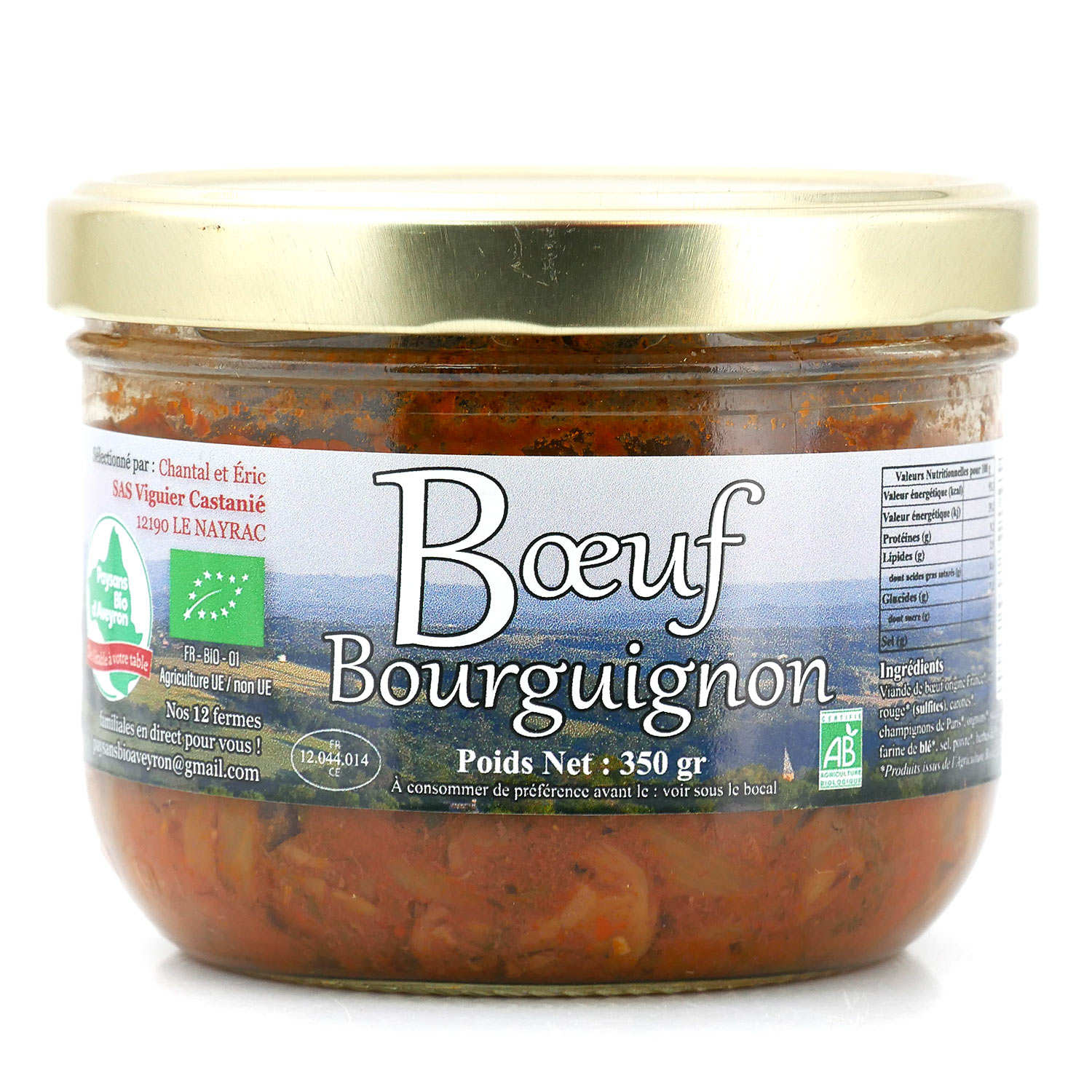 Boeuf bourguignon bio - Plat cuisiné fermier de l'Aveyron