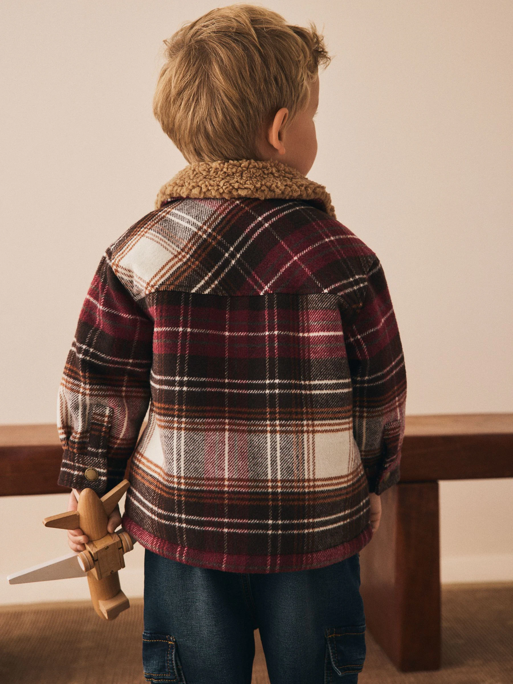 Rood geruit - Geruite shacket met borgvoering (3mnd -7jr)