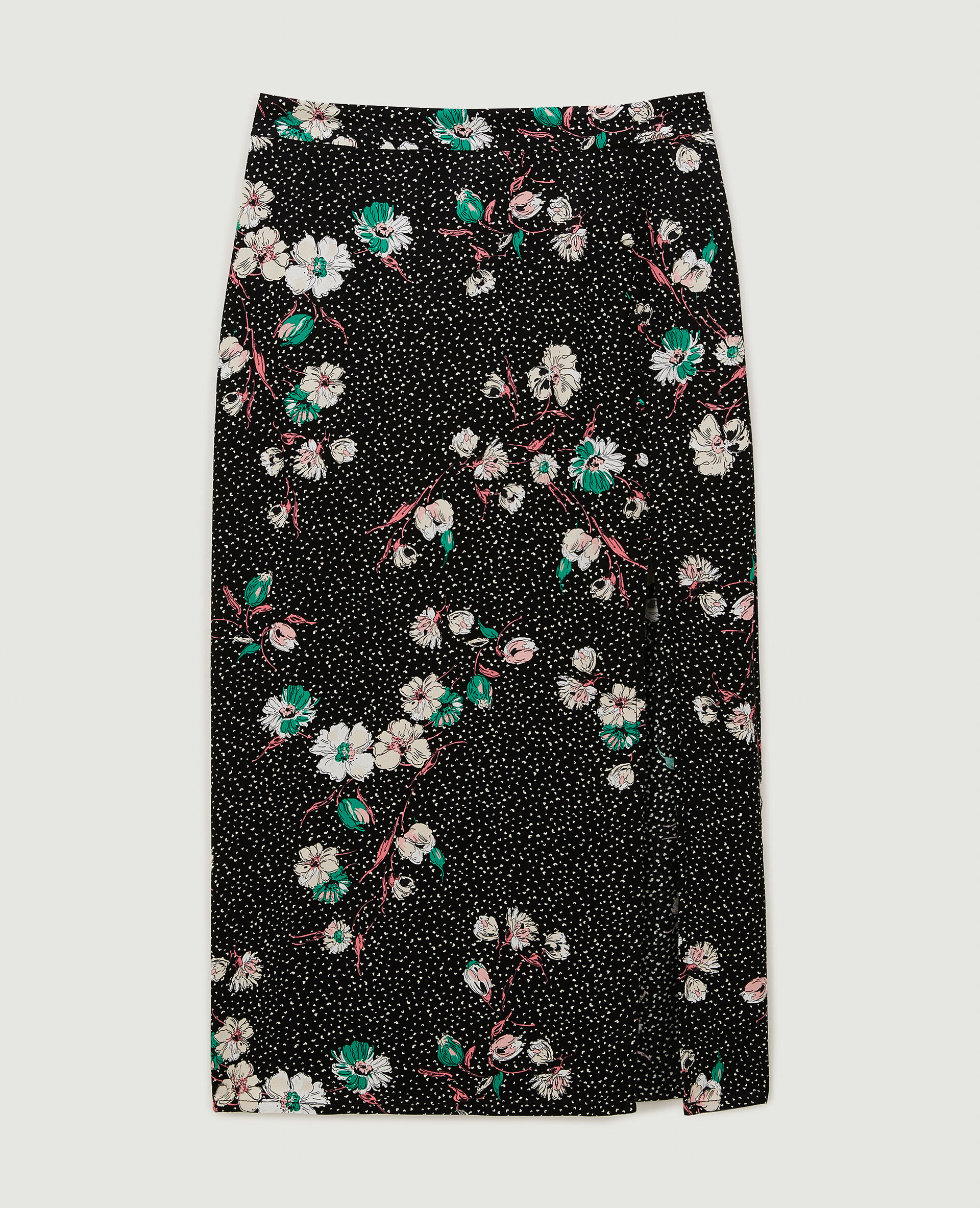 Jupe midi avec fente devant - Noir
