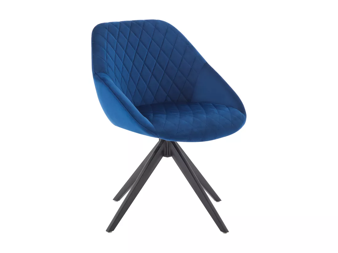 Lot de 2 chaises pivotantes en velours et métal noir - Bleu foncé - PRICILE