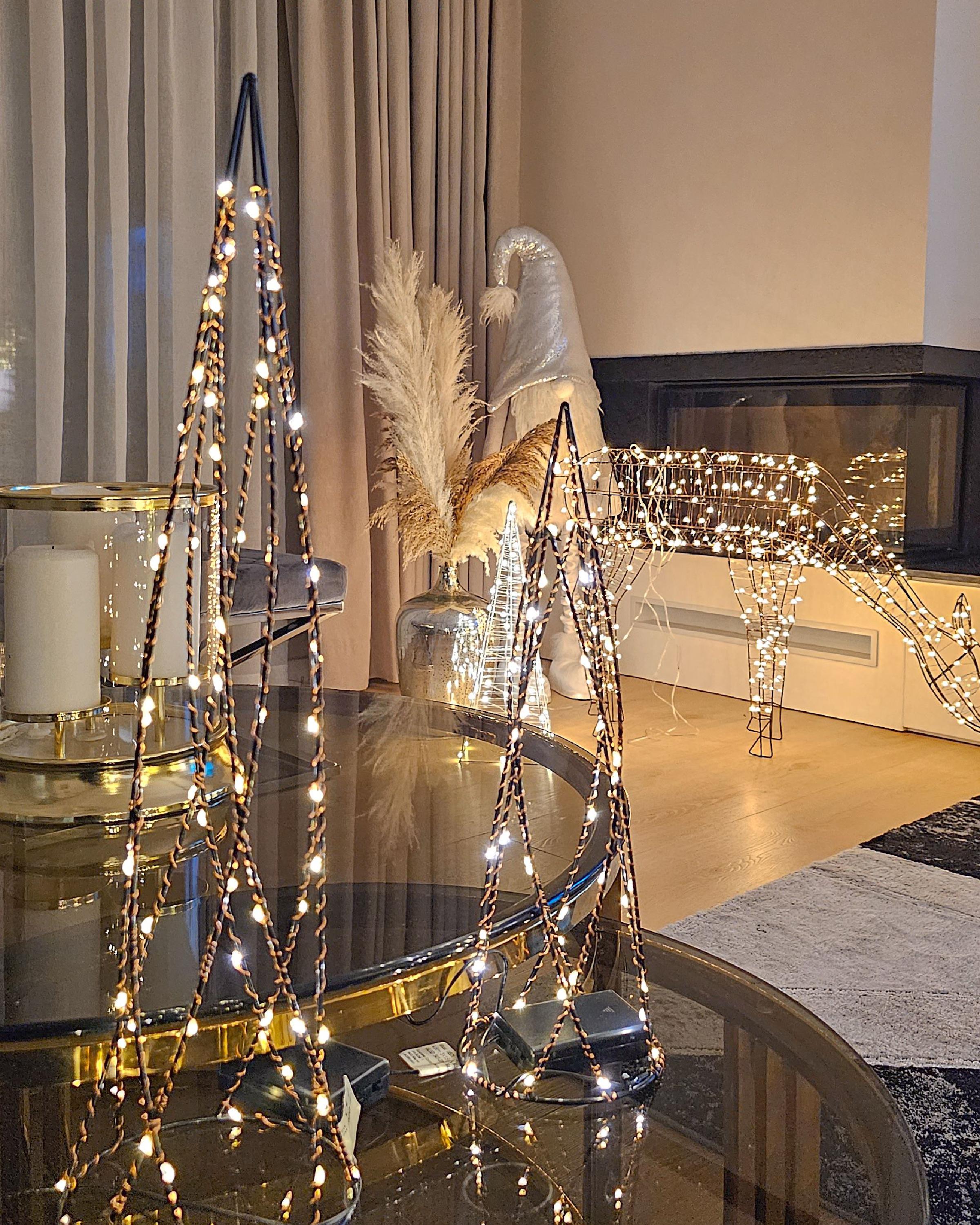 Set van 2 kerstdecoraties LED NEIDEN Kerstboom 52/38 cm Zilver