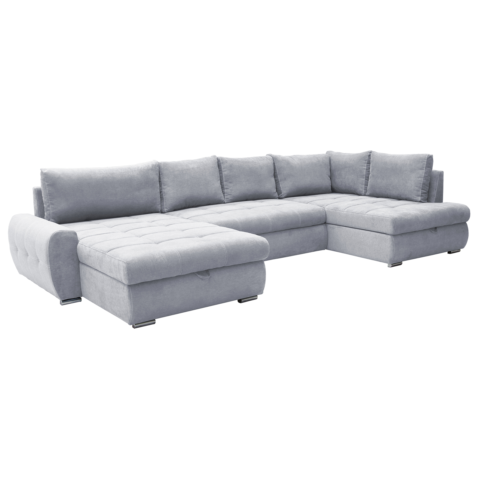 Wohnlandschaft - grey - 2 Staukästen - Ottomane links