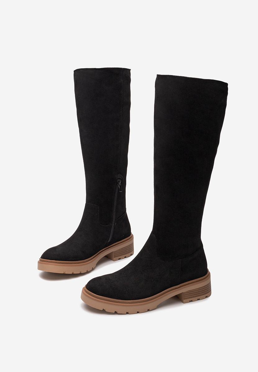 Bottes plates femme noires Nolia
