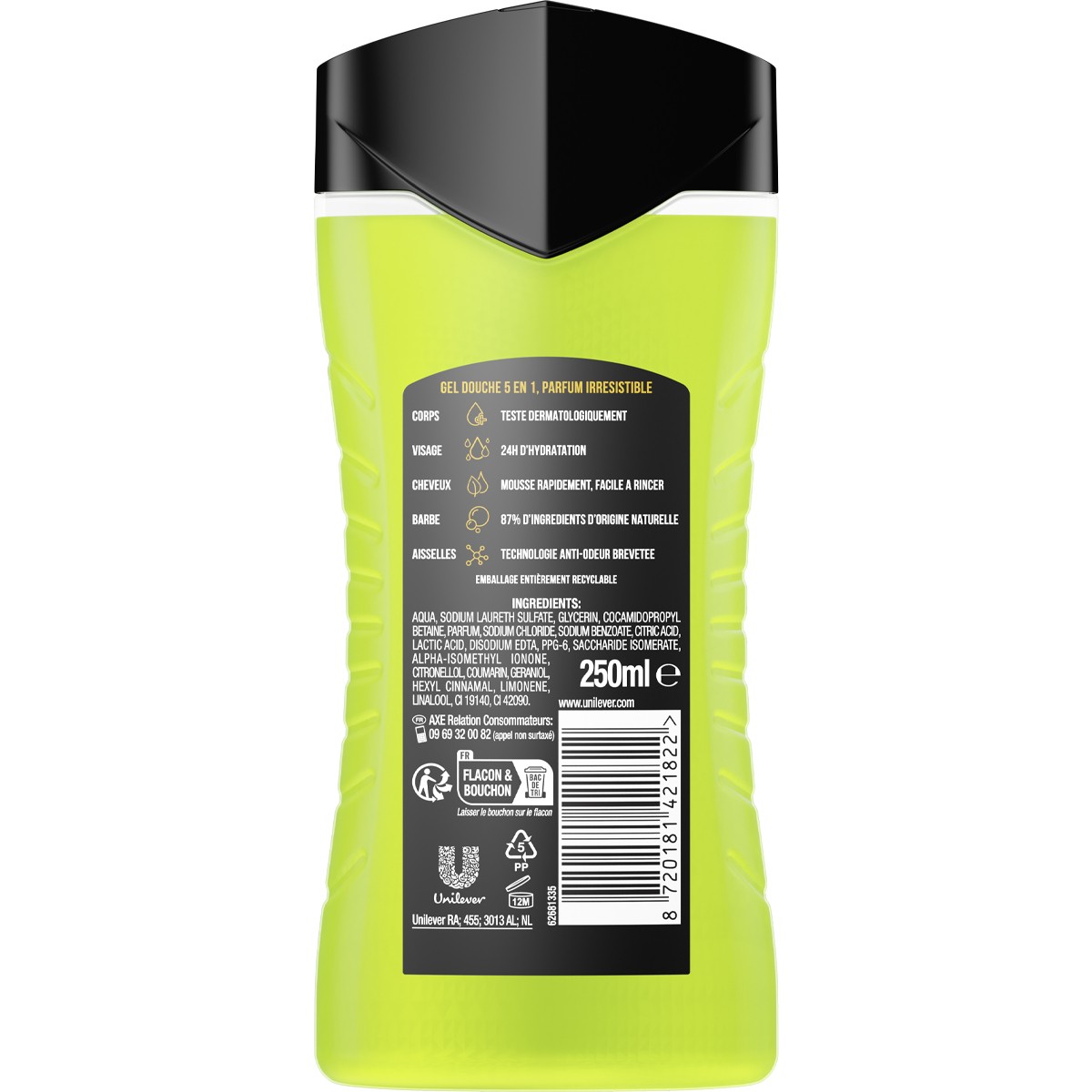 Gel douche 5-en-1 - Fresh - Homme - 250 ml