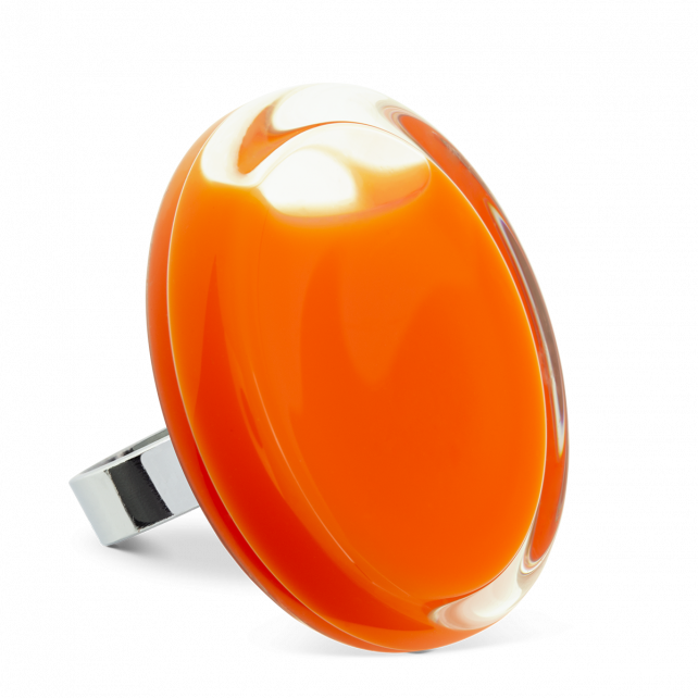 Bague en verre soufflé - Cachou Giga Milk
