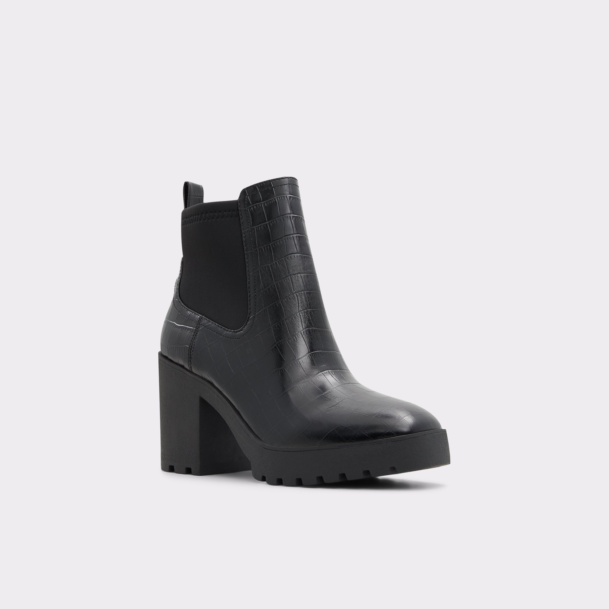 Chetta Black Leather Croco Women Chelsea boots